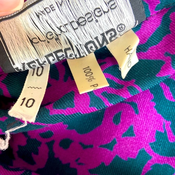 Vintage 1970s Purple & Green Patterned Long Sleeved Dress Sz 10 - Picture 11 of 11